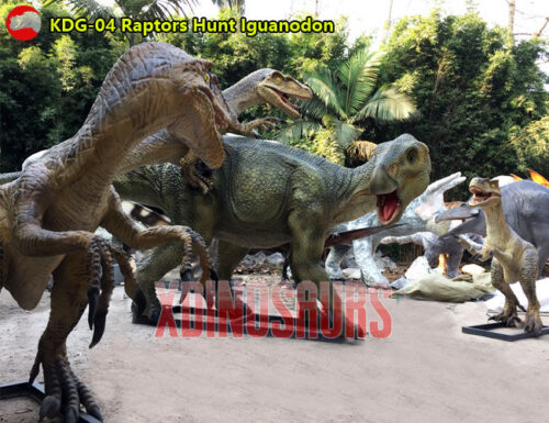 Raptors Hunt Iguanodon