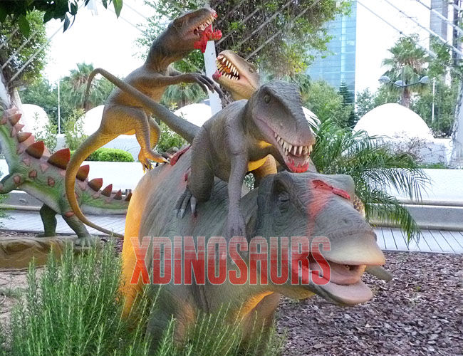 VelociRaptors Hunt Iguanodon Exhibits