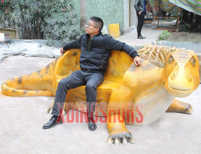 Fiberglass Iguanodon Bench Statue