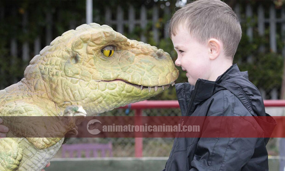 Animatronic Dinosaur Puppet and Kid