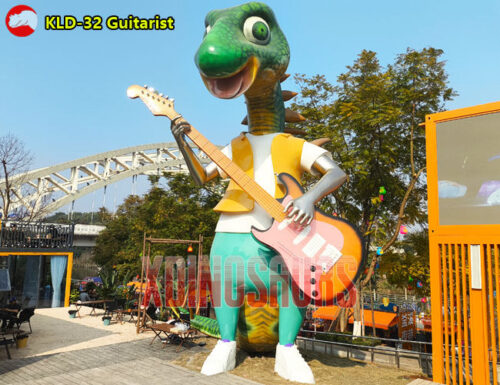 Cartoon Stegosaurus Guitarist Statue