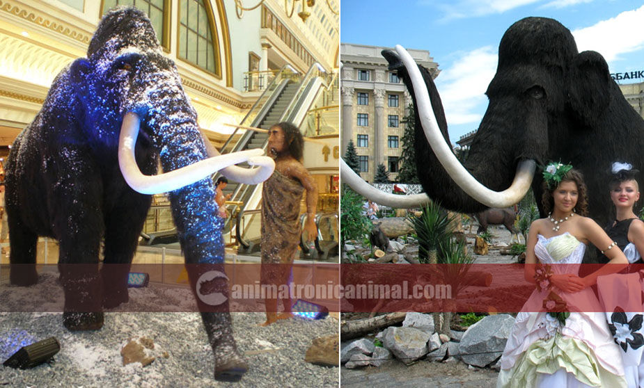 Animatronic Mammoth Hunting Scene