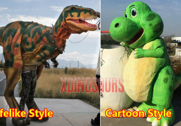 Two Different Dinosaur Style Costumes