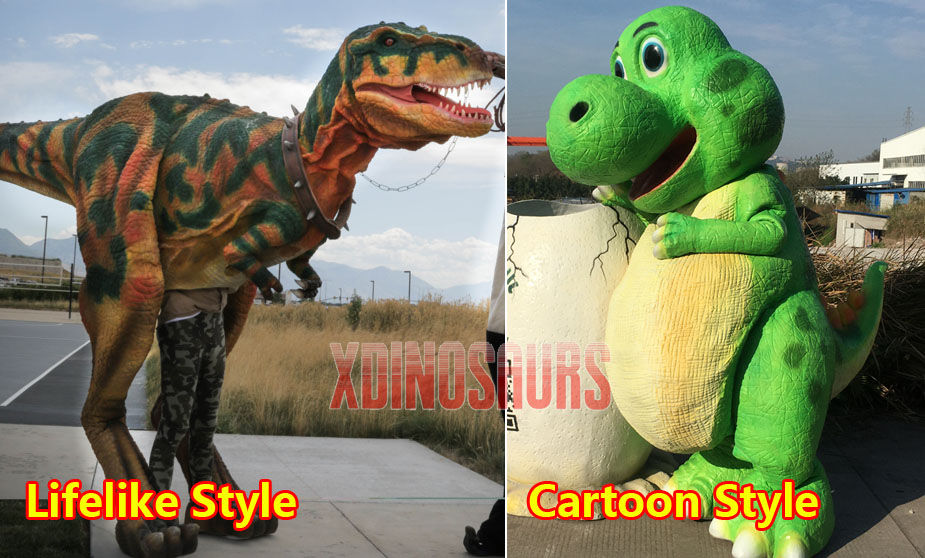 Two Different Dinosaur Style Costumes