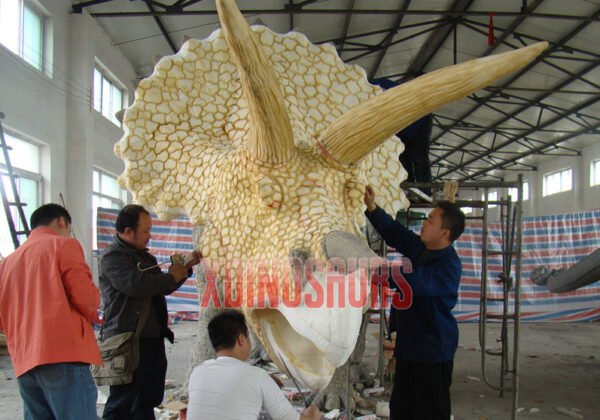 Building Large Dinosaur Sculpture in Factory