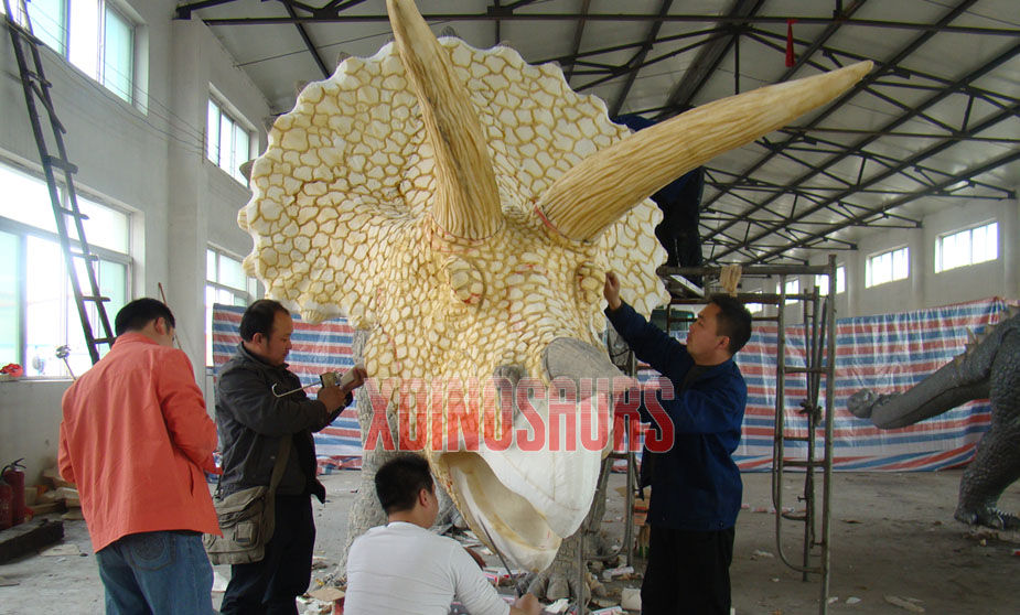 Building Large Dinosaur Sculpture in Factory